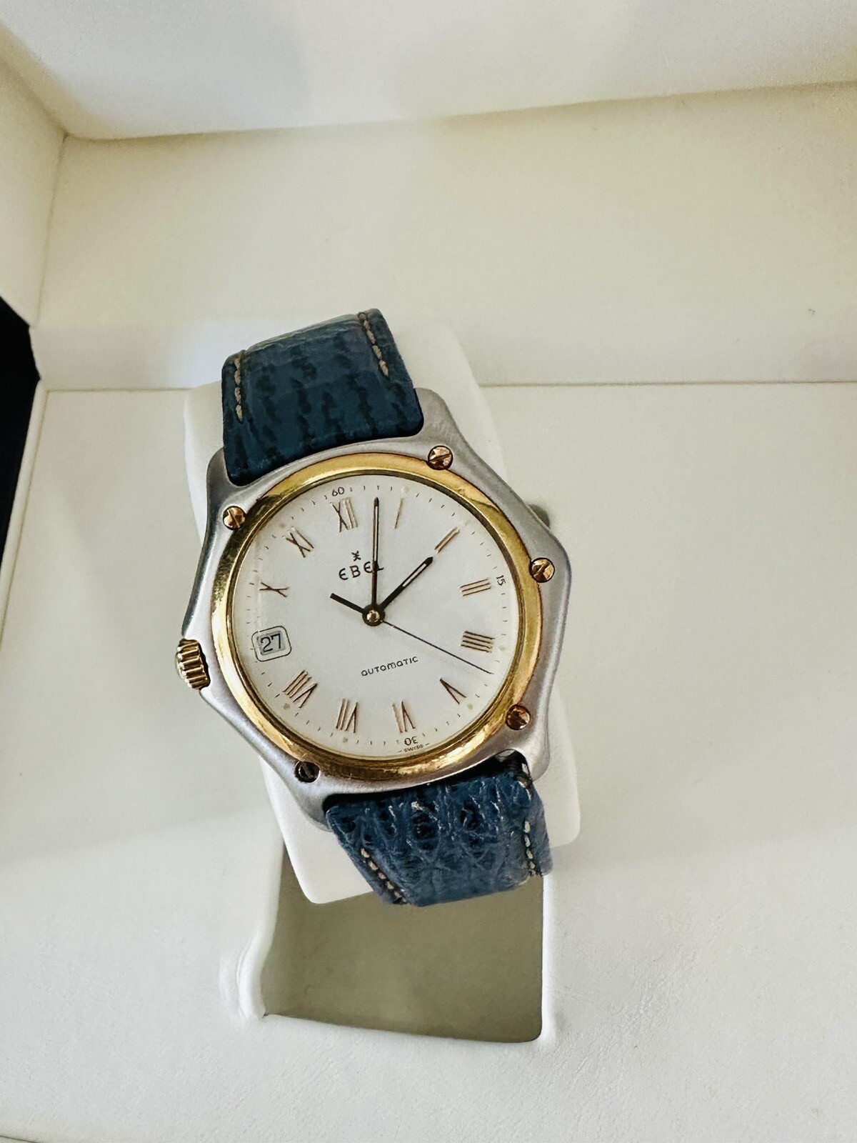 Rare Ebel 1911 18k & Stainless Automatic Lefty Watch ~ Box & Manuals