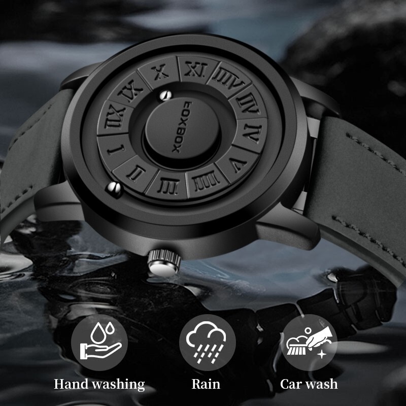 Men’s Watch Quartz Scrolling Bead Magne 3ATM Waterproof Luxury Sport Wristwatch