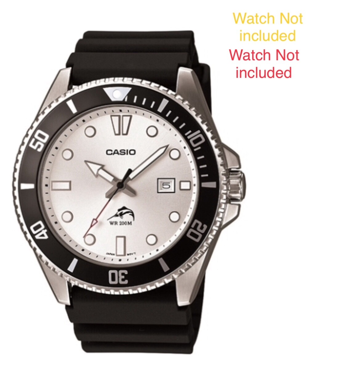Genuine Casio Watch Band Diver MDV-106-1AV Rubber Strap and Spring Rods.