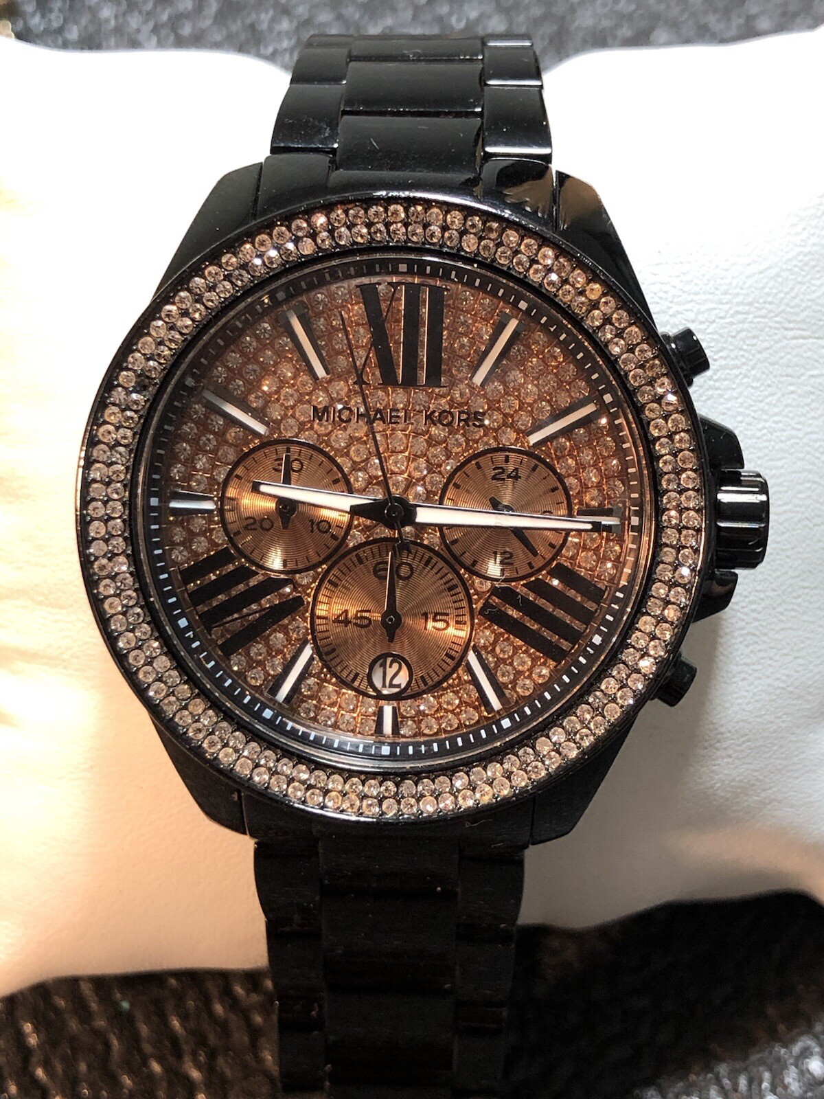 Michael Kors Everest Chrono Black Ion Plated Pave Gemmed Ladies Watch MK5879