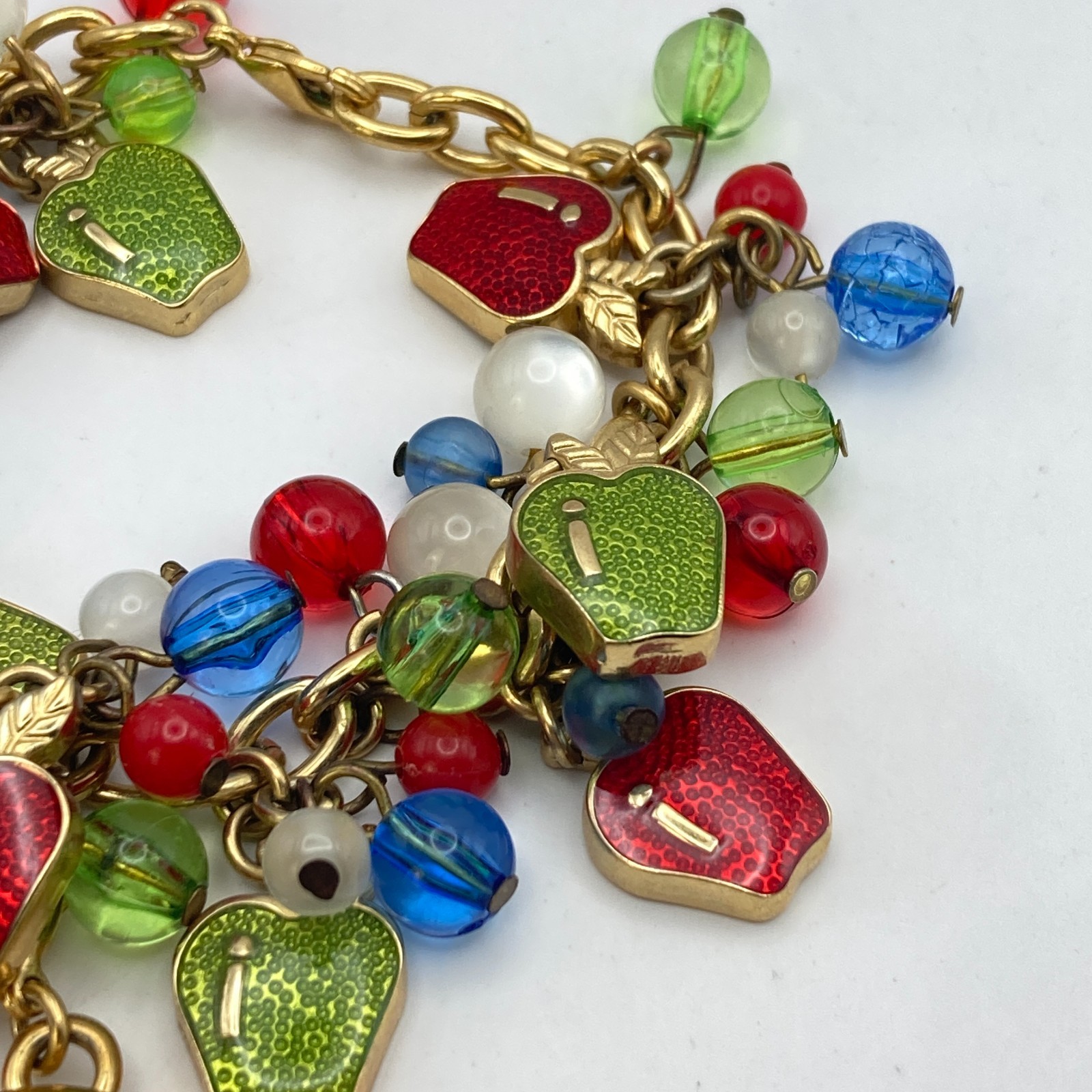Quacker Factory Women’s Charm Bracelet Watch Gold Tone Teacher New Battery 7.25″