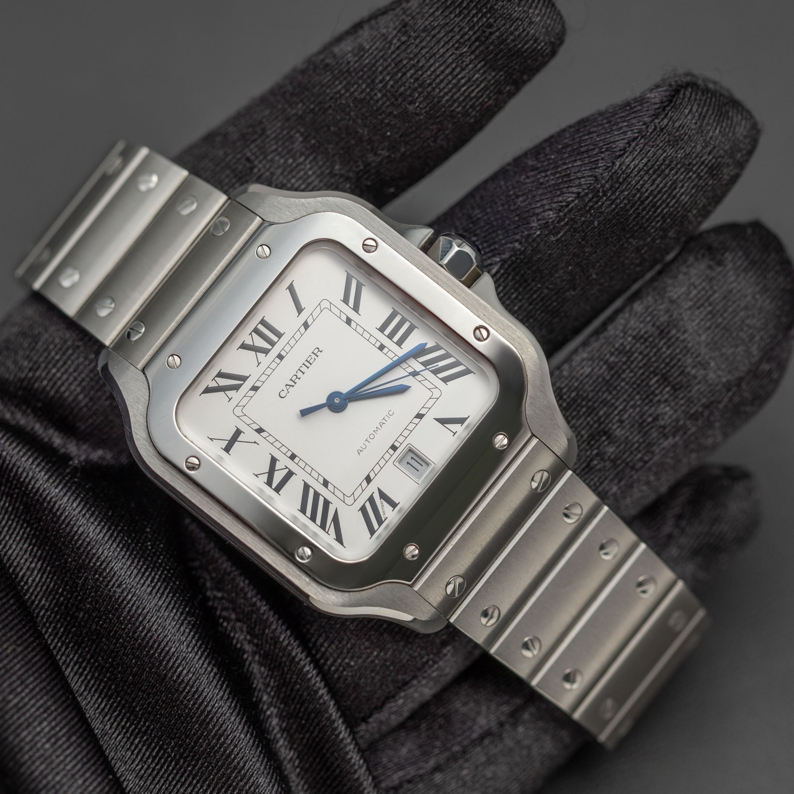 Santos de Cartier 39mm Stainless Steel Watch WSSA0018 BOX & PAPER