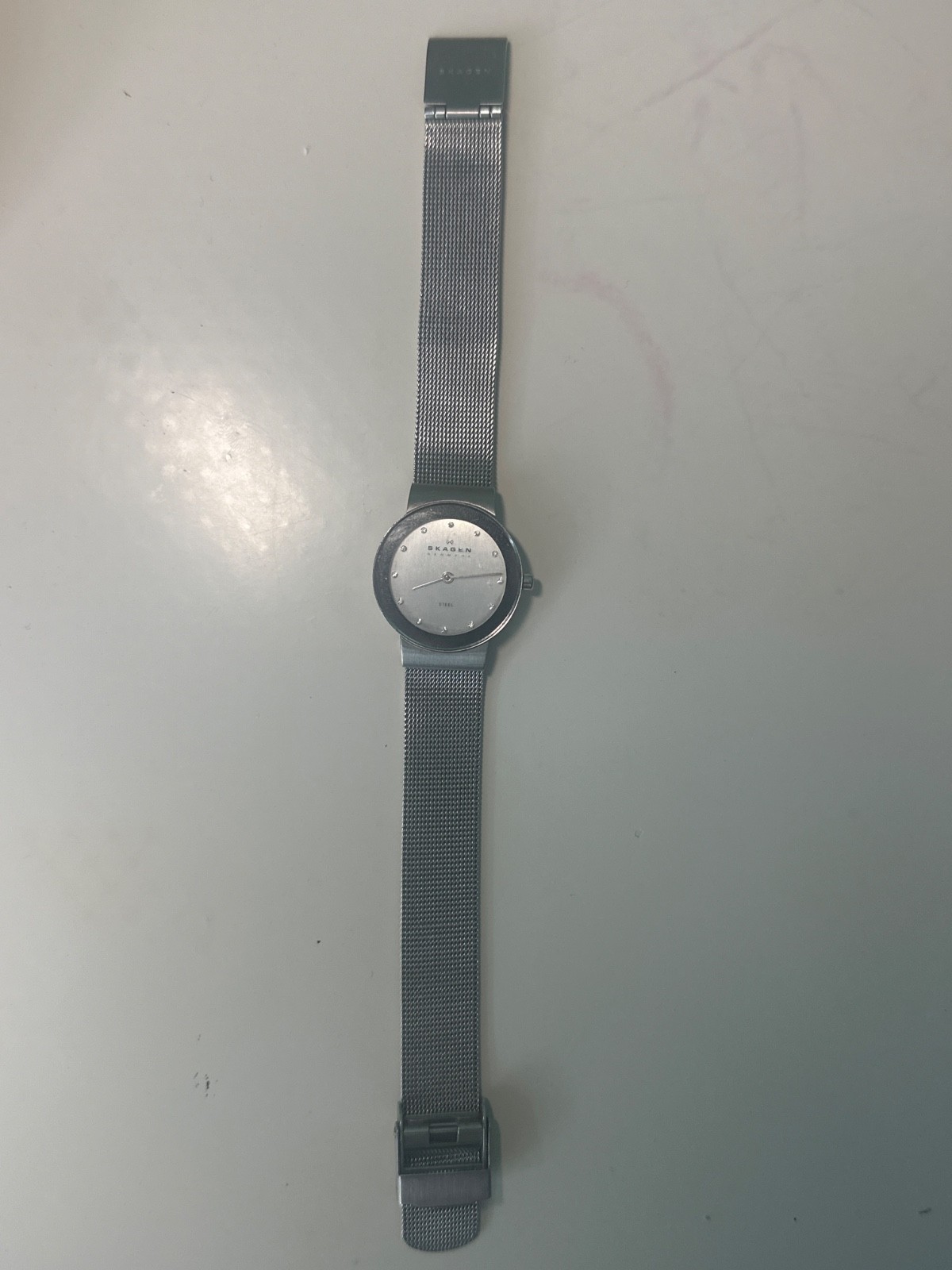 Skagen Ladies Watch Wristwatch Slimline Stainless Steel 358SSSD With New Battery