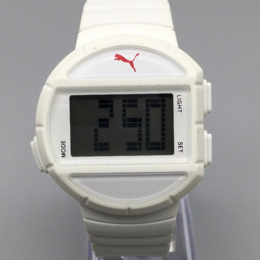 Puma Digital Watch Unisex 36mm White 50M Silicone Band New Battery