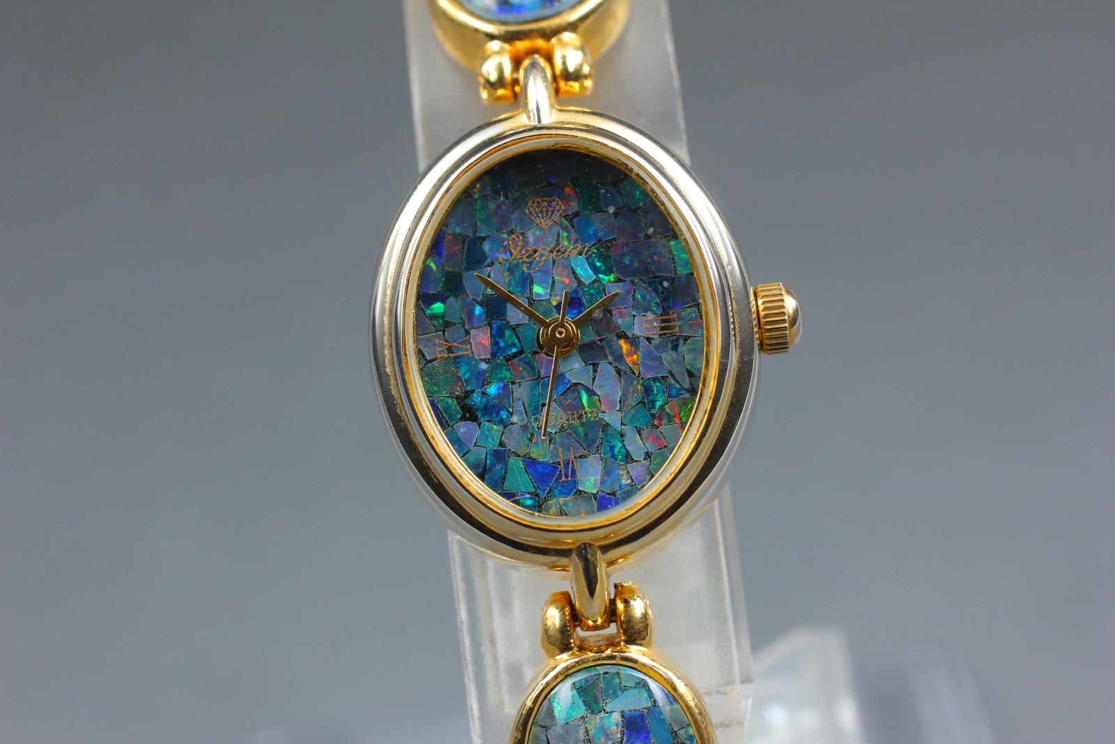 Orgem Mosaic Artistic Dial Gold Japanese Quartz 19mm Ladies Watch New Battery