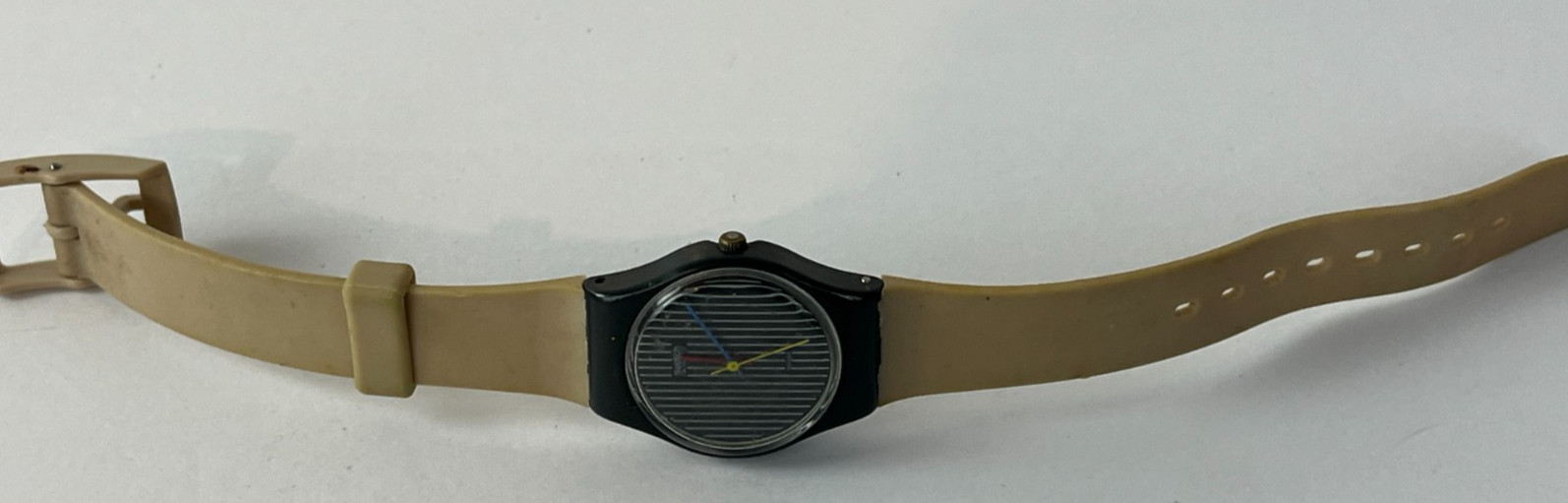 Vintage Swatch Watch LA100 Miss Pinstripe Untested