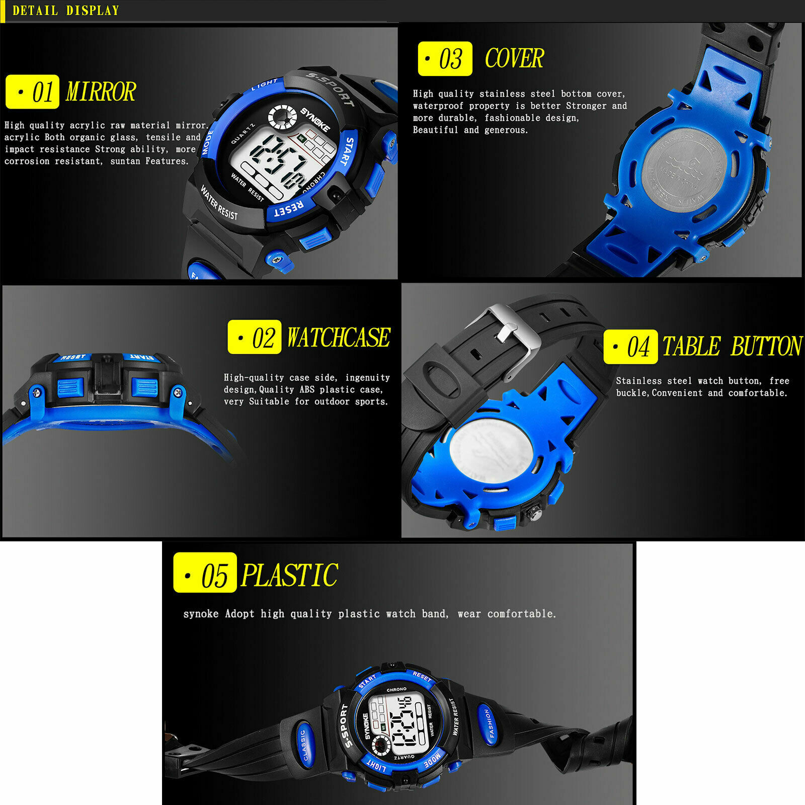 Child Kids Waterproof Sports Watch Boys Girls LED Digital Alarm Watches Gift US