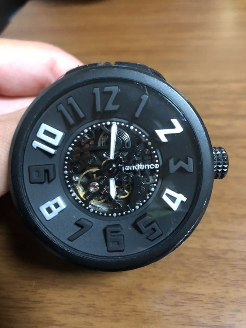 Tendence Mens 50mm Auto Skeleton Round Gulliver Watch Black From Japan
