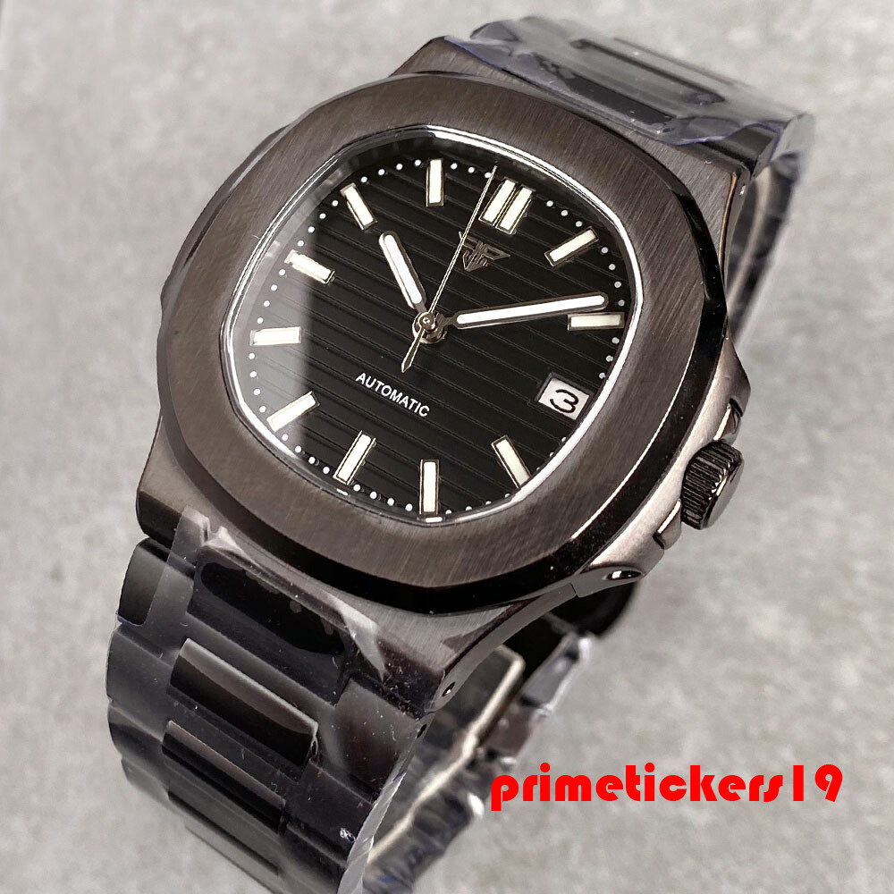 Tandorio 40mm Black Pvd Square NH35A Date Automatic Watch for Men Sapphire Lume