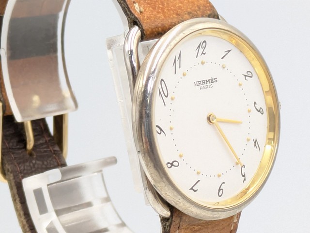 Hermès Arceau Unisex Vintage Quartz Gold/Steel White Dial Watch Authentic