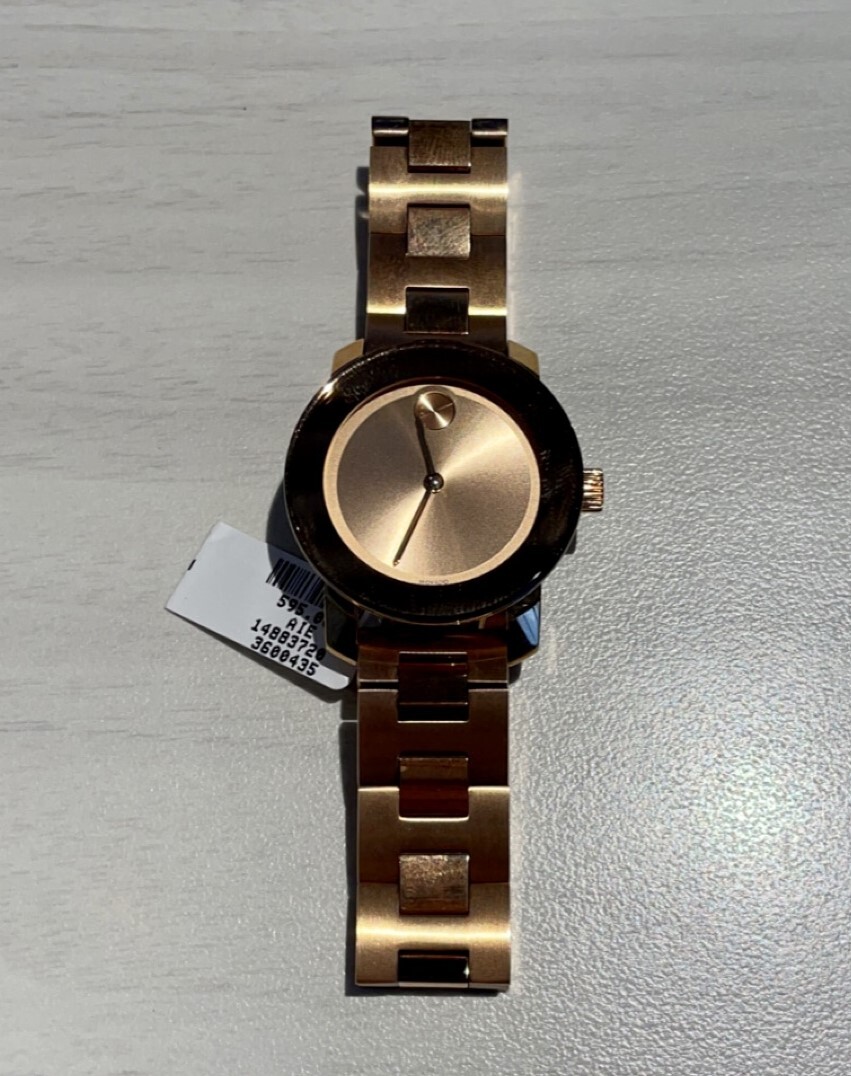 Movado Bold Ladies Quartz Rose Gold Ion-Plated 30mm 3600435 Selling As-Is