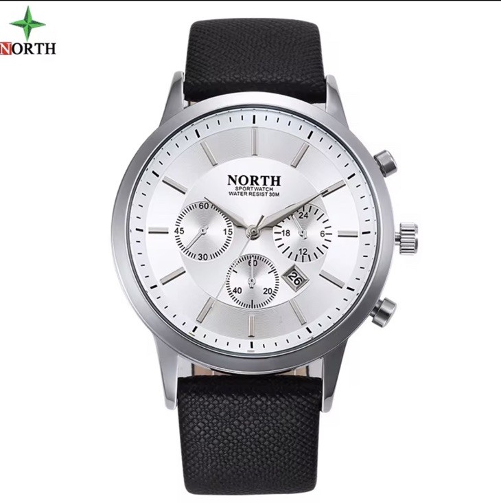 North I Black Silver Matte Black Chronograph Wrist Watch
