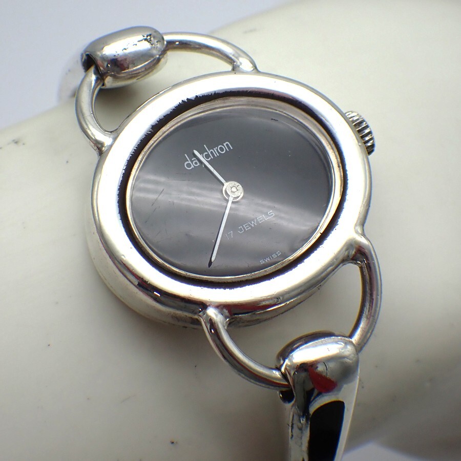 Daychron Swiss Watch 17 Jewels Sterling Silver Enamel Bracelet W Germany