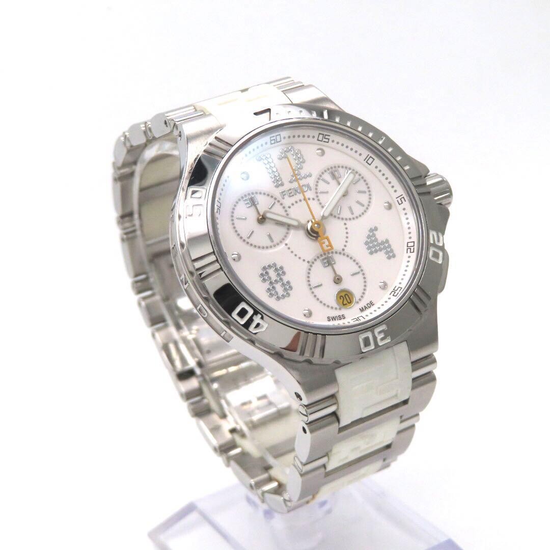 Fendi 4800M Chronograph White Mens Watch Quartz Japan 077718