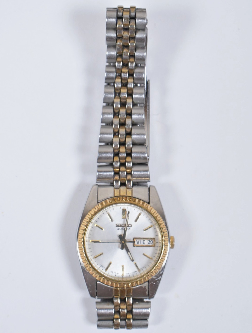 Vtg Seiko English / Spanish Day Date Watch Womens Ladies 7N83-0041 READ