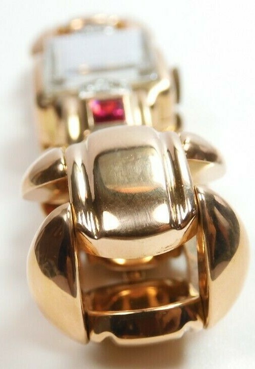 Retro Silvana Diamond Wristwatch 18K Rose Gold 7″ Length Width .67″ 37.4 Grams