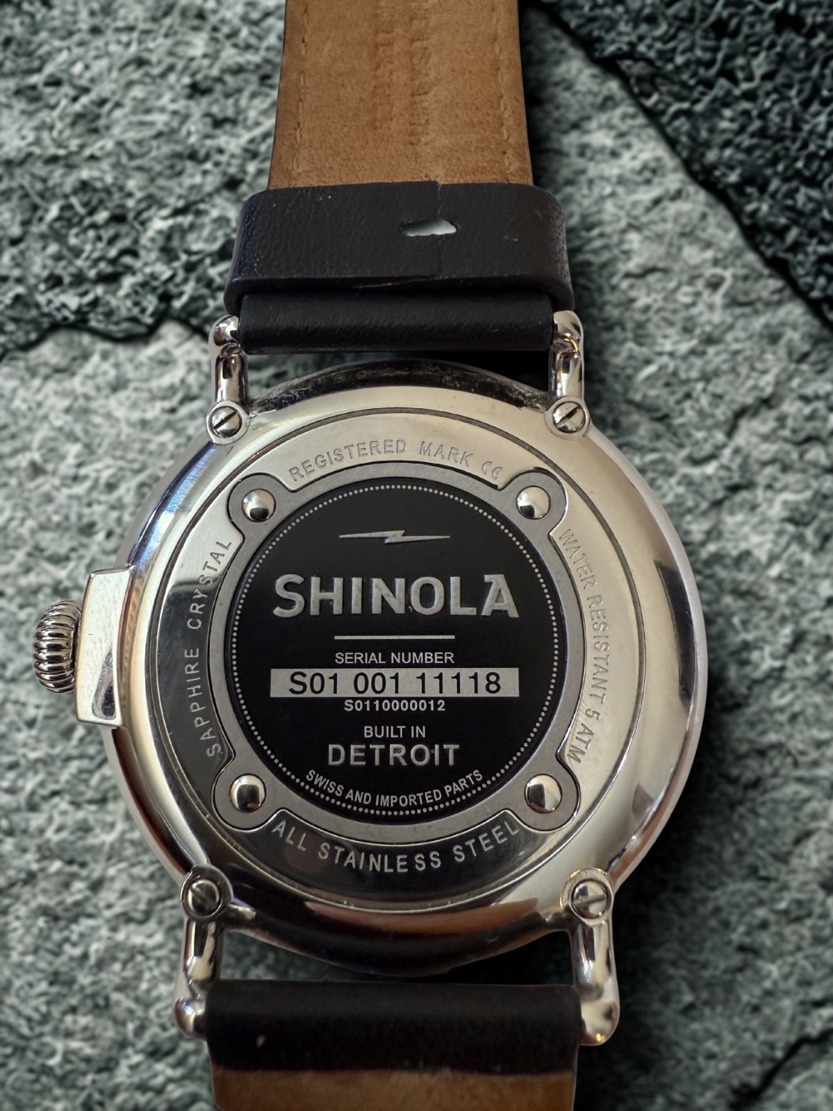 Shinola Runwell 47mm Men Watch Black Quartz Sapphire Dial 2013 Inaugural 1069