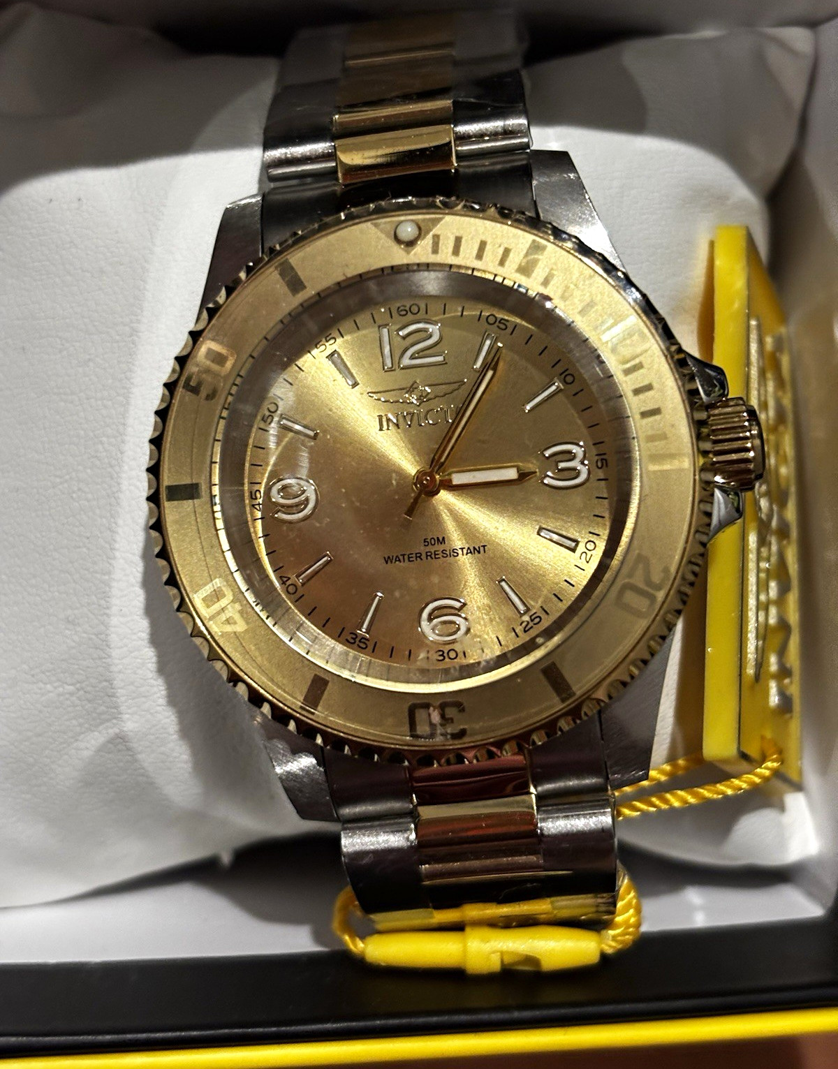 Invicta Men’s Pro Diver Two-Tone Stainless Steel Gold Dial Analog Watch 50m