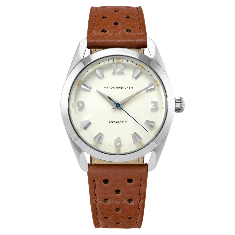 Nivada Grenchen Antarctic Eggshell Beige Luminova Brown Leather 38 mm 32080A23