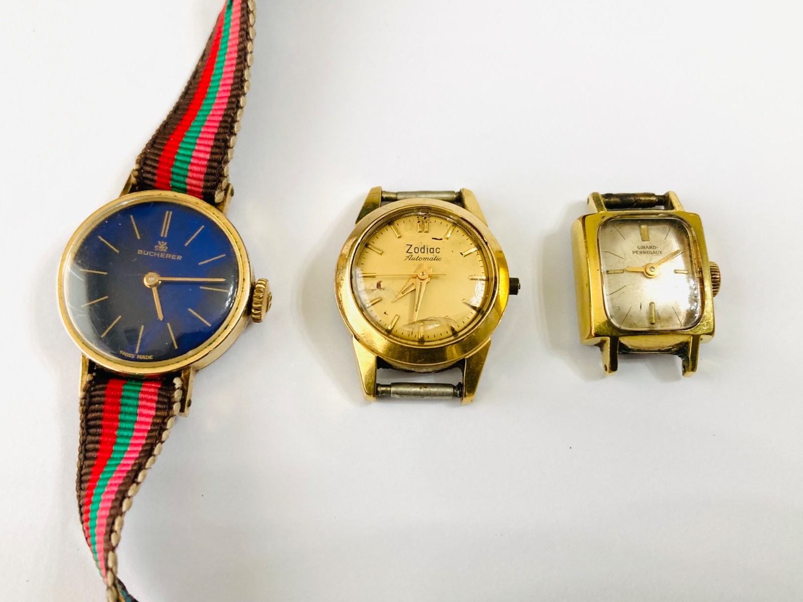 Vintage Lot Of 3 Women’s Wrist Watches , Zodiac,Bucherer , Girard Perregaux