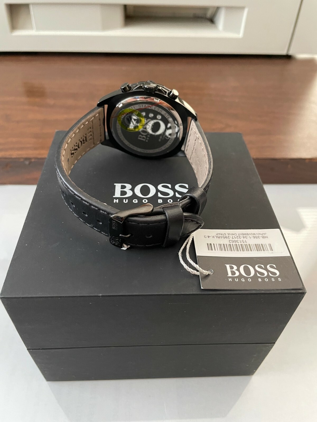 HUGO BOSS 1513662 MEN’S CHRONOGRAPH BLACK DIAL DATE BLACK LEATHER STRAP