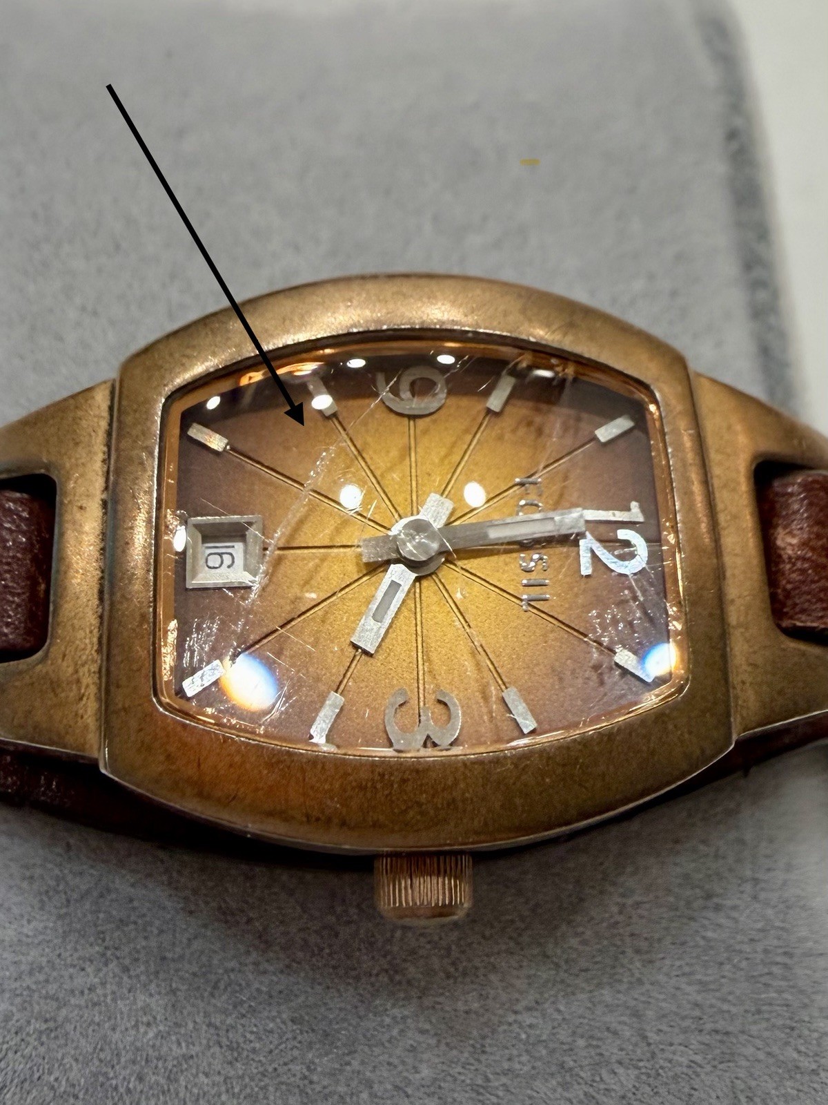 FOSSIL Womens Watch JR-9760 Date Brown Leather Bund Strap Quartz New Battery