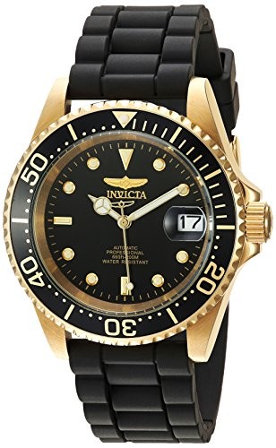 Invicta Men’s Pro Diver Automatic 40MM Gold-Tone Black Silicone Watch 23681