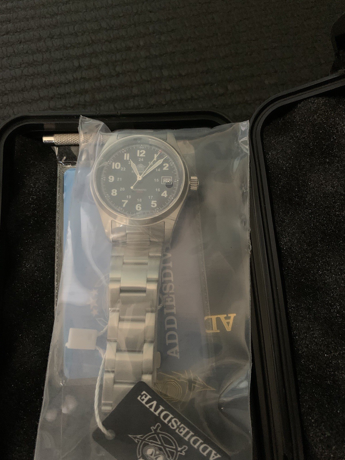 New ADDIESDIVE Field Watch Automatic Seiko Nh35 Black 39MM Sapphire BGW9 Lume