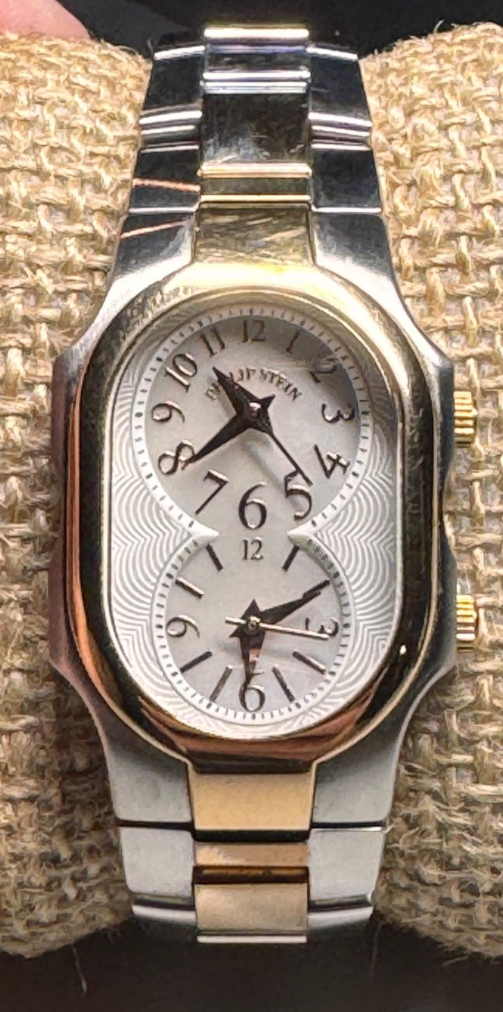 Philip Stein Signature Large Dual Time Watch- Rose Gold