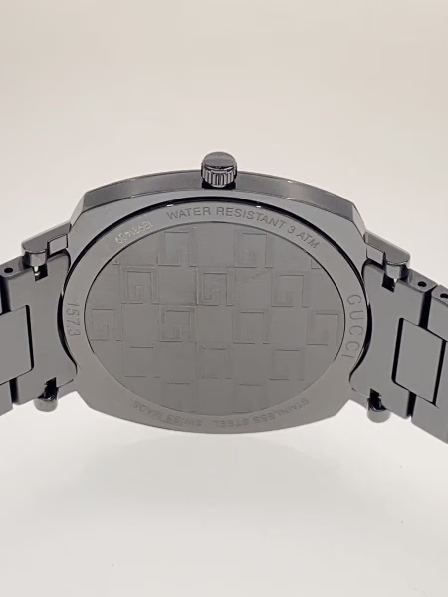 [B1S] Gucci Grip 157.3 Black Dial Stainless Steel Quartz Unisex Watch [w9s]