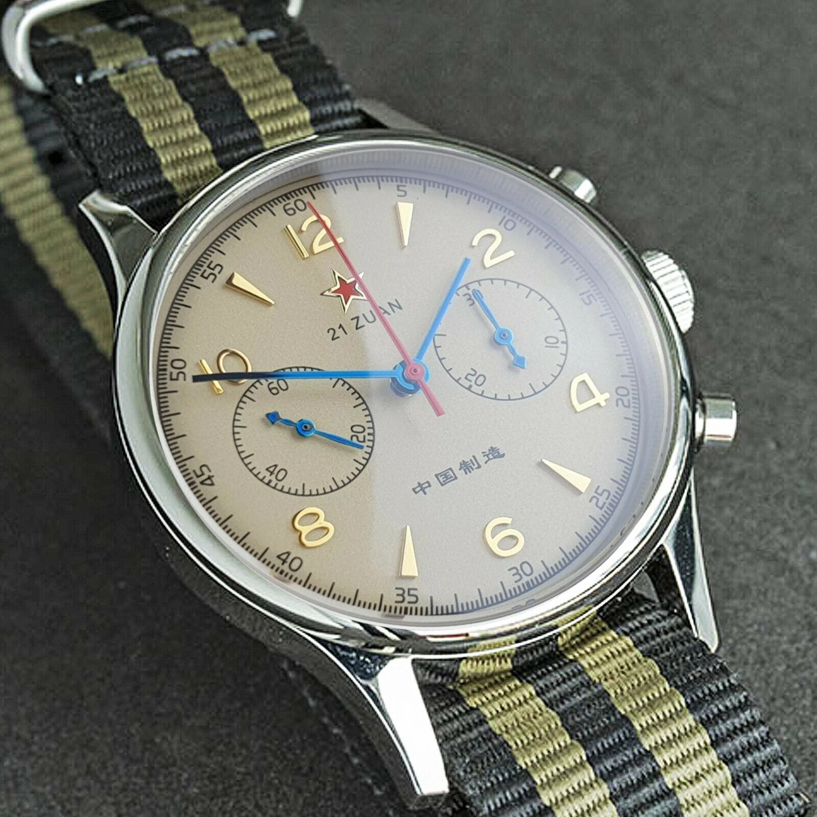 Men’s Vintage Mechanical Watch Sapphire Crystal Chronograph 40MM Dial Wristwatch