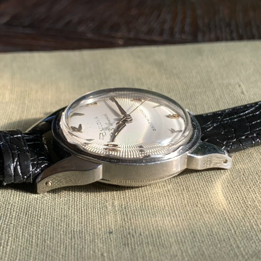 1957 Bulova 23 Jewels Automatic Stainless Steel Wristwatch w/ Black Band #3