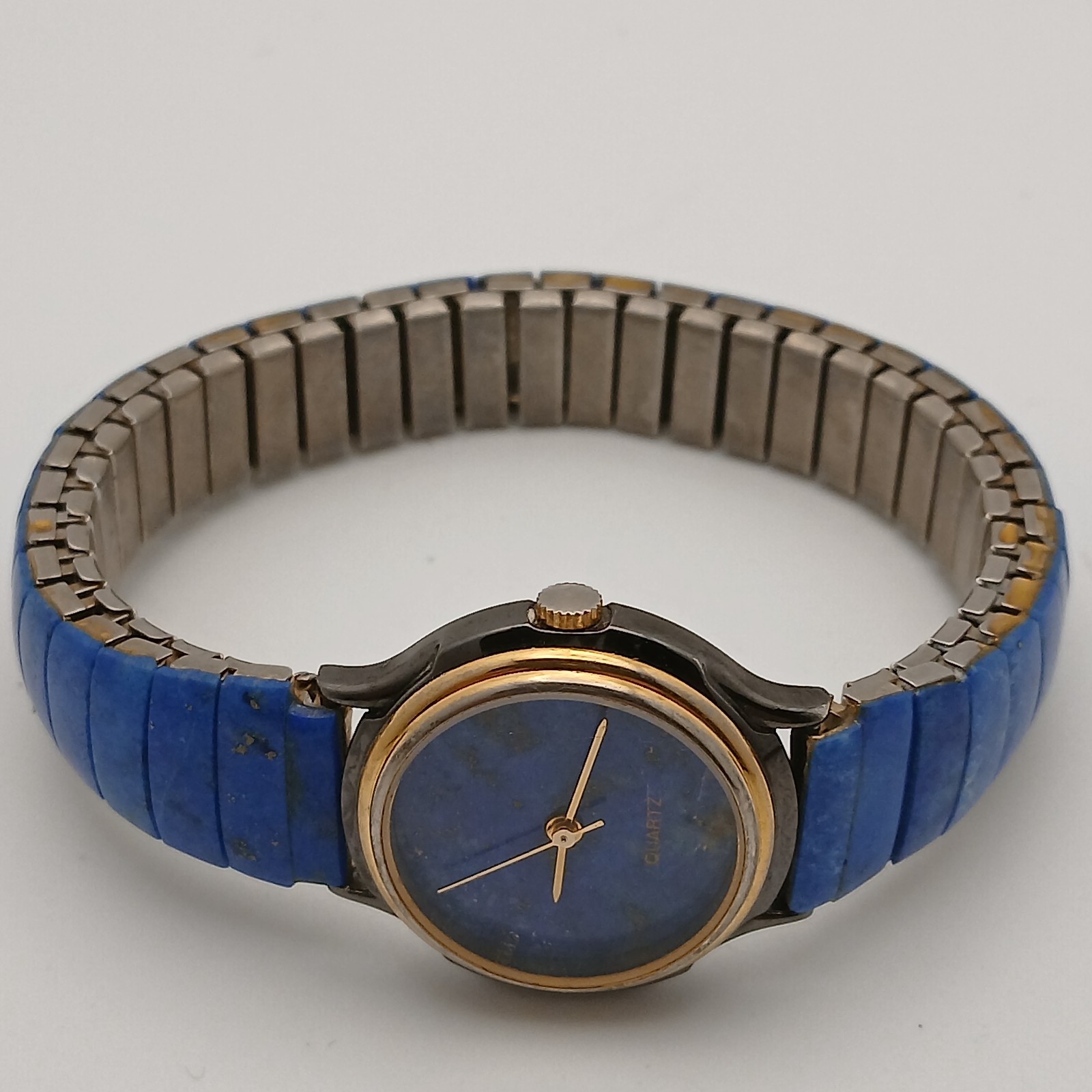 Bear Wan Handmade Quartz Watch Natural Lapis Lazuli Stone Dial Blue Leather