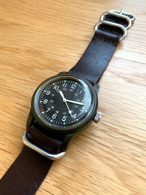 [NEW] Daiso Military Watch Black Men’s Hattori Seiko Movement From JAPAN