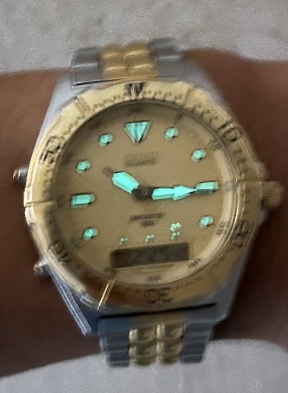 Seiko SQ Sports 150 H601-0010 “Arnie” Ana-Digi Diver. Two-tone Great Condition