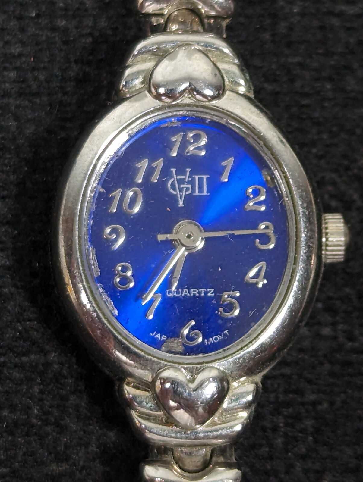 Gloria Vanderbilt Purple Dial Silver Tone Oval Case Bracelet Band Watch 6 inch