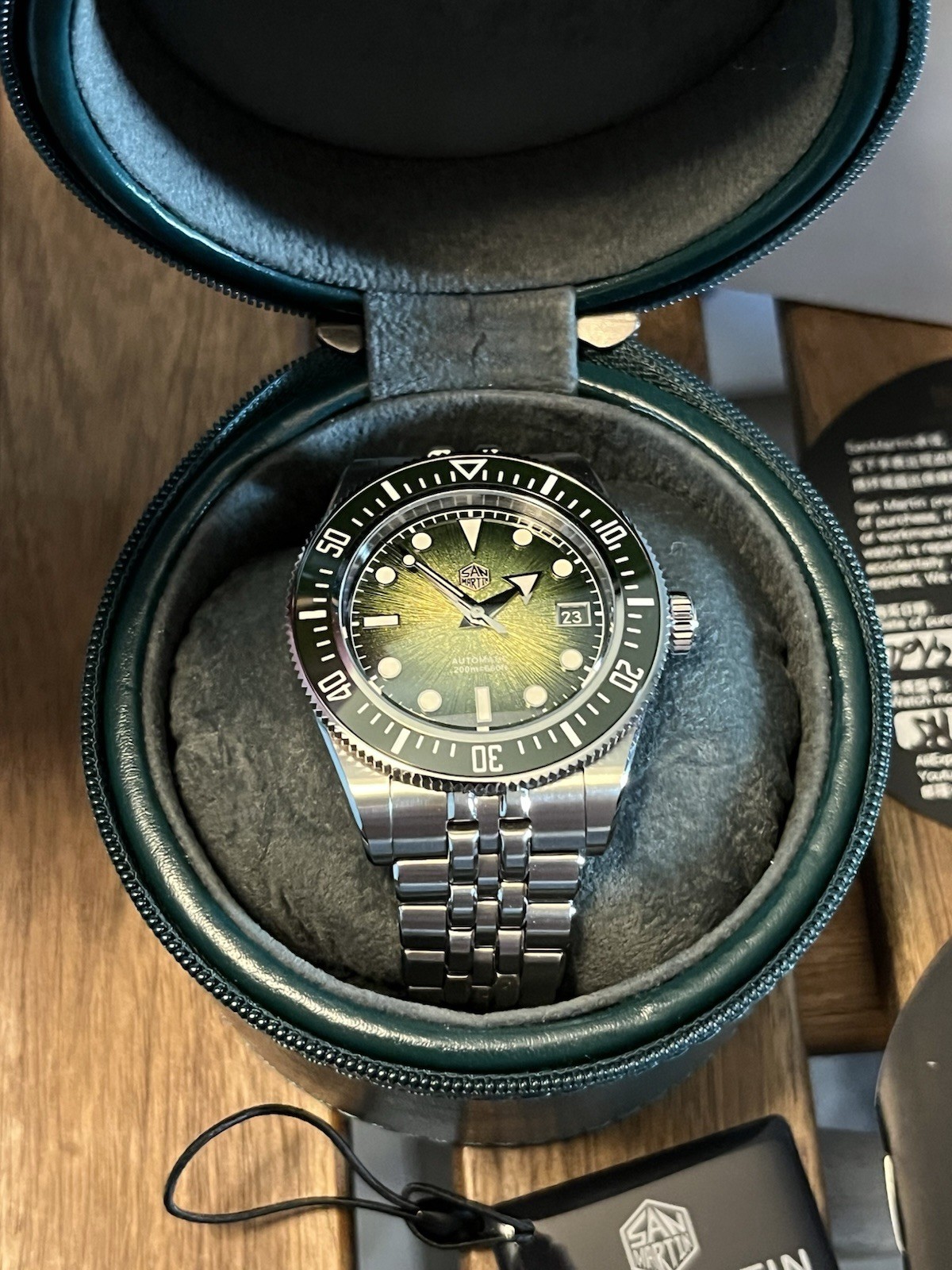 San Martin SN0148-G Miyota 9015 Automatic Watch 40mm Green Enamel Gradient Dial