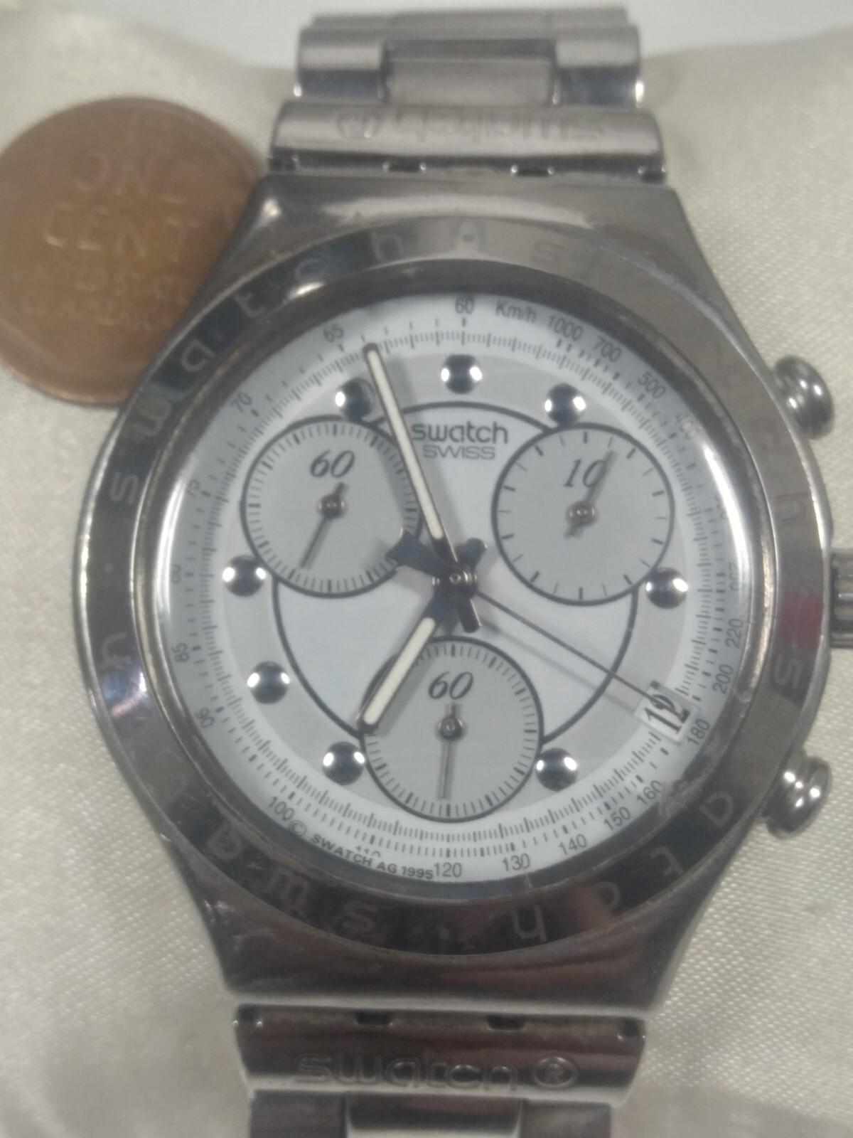 Vintage Swatch Irony? Classic Chronograph Mens Quartz Watch AG 1995