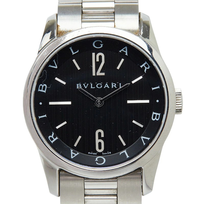BVLGARI Solo Tempo ST37S Men’s Quartz Steel Watch Black Dial
