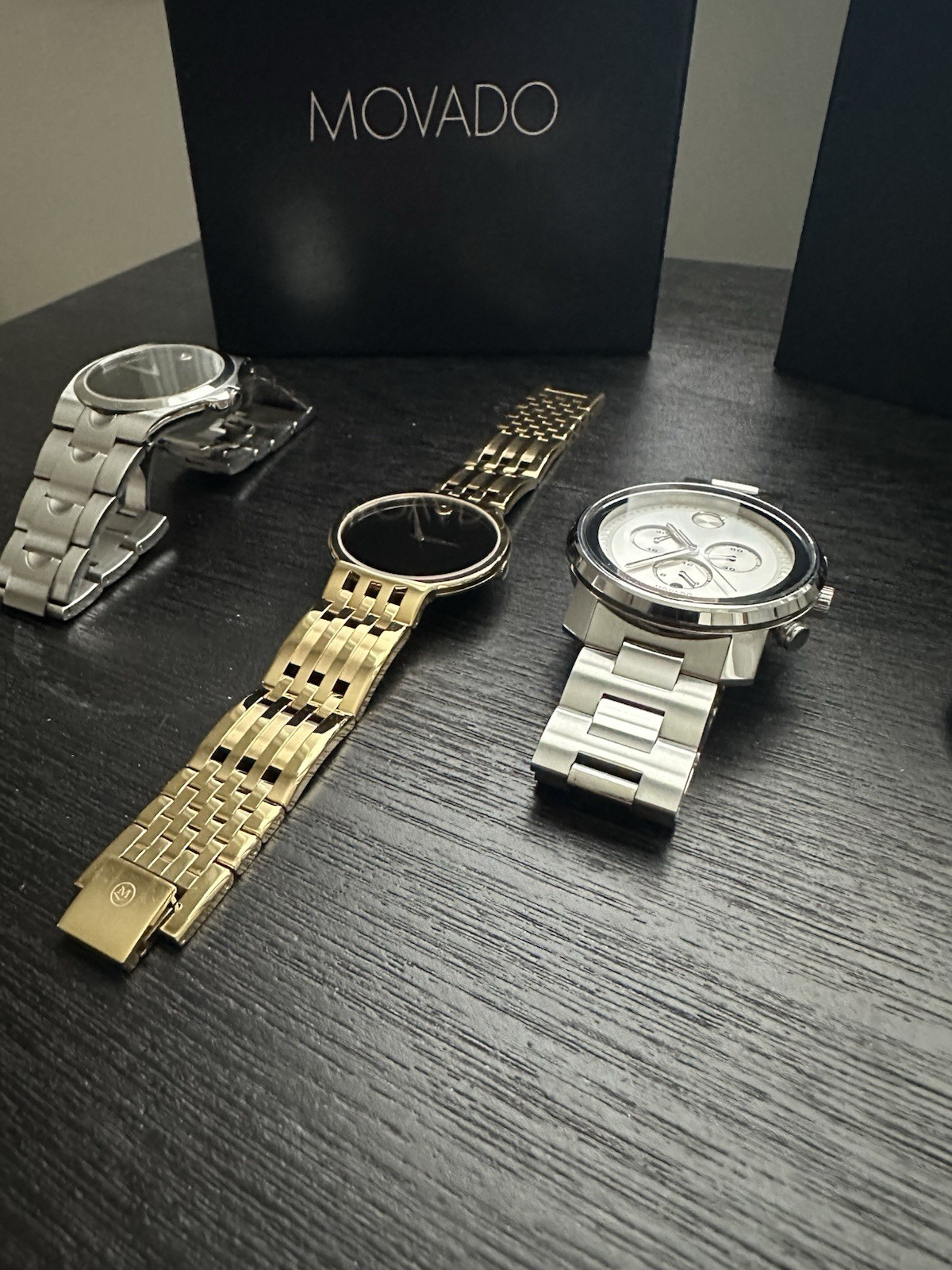Movado Watches – Lot Of 4 Mens Movado Esperanza, Luno, Movado Bold