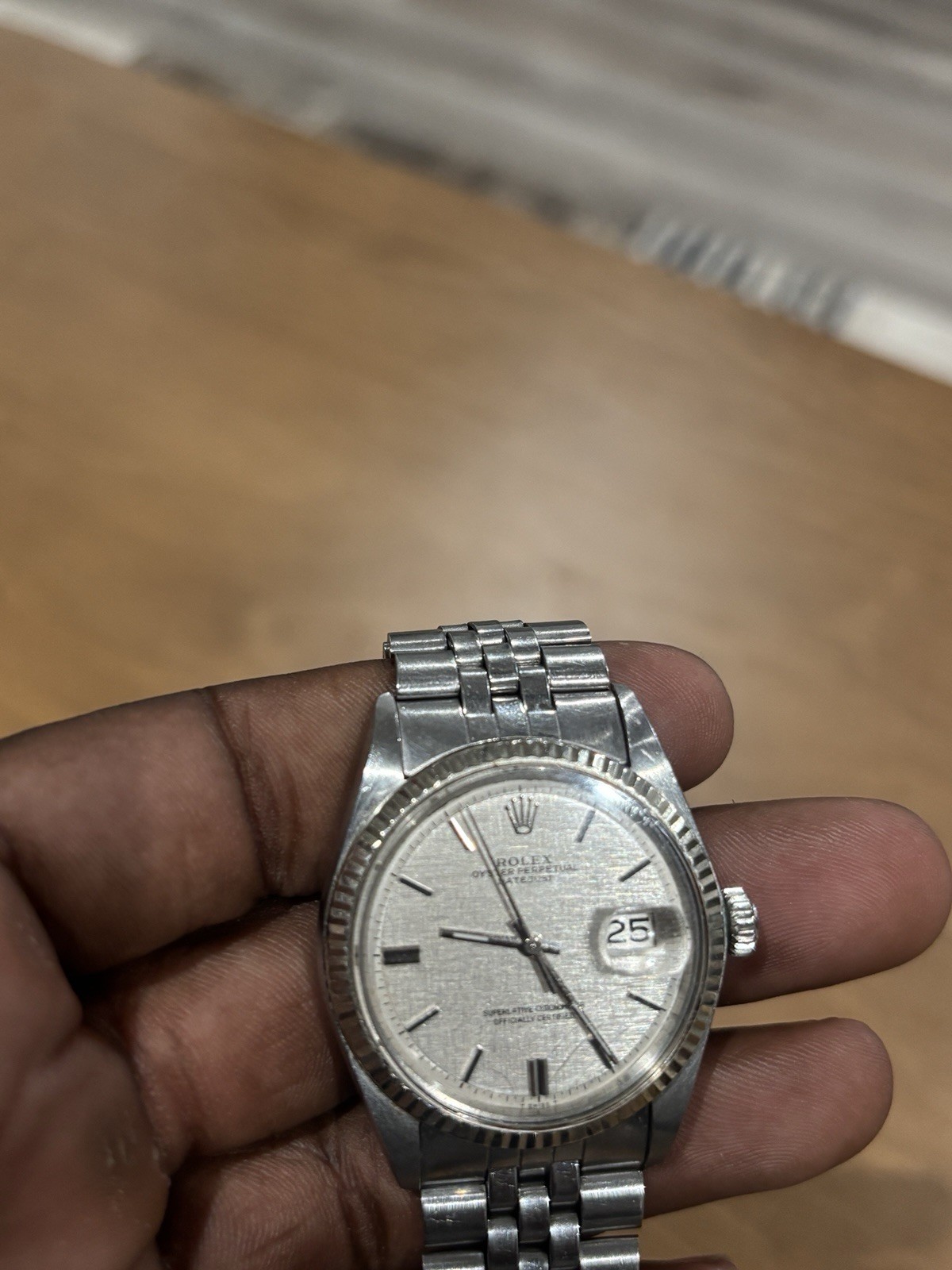 Rolex Datejust Linen Dial Stainless Steel 36mm Automatic Men’s Watch 1601