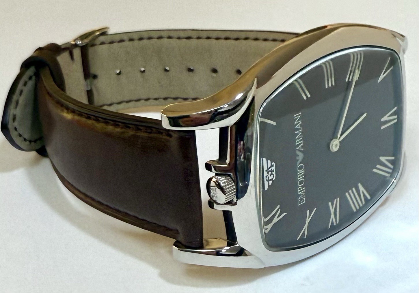 Chocolate Brown Dial & Strap | W40mm x L56mm Slvrtn Tonneau EMPORIO ARMANI Watch