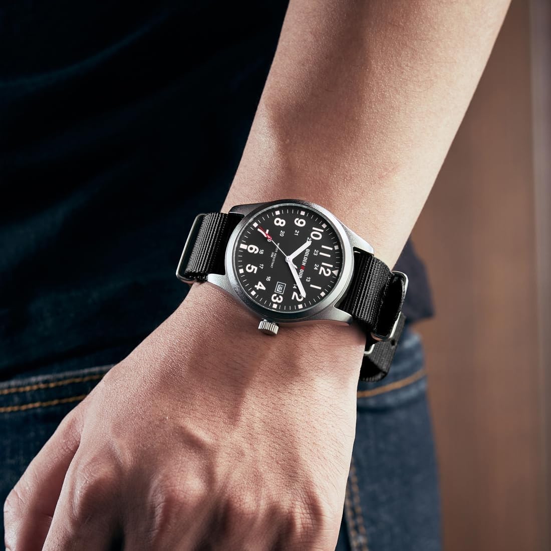 Men’s Military Watch | Luminous Dial, Nylon Strap, Water-Resistant Design