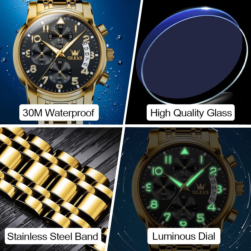 Reloj Cronografo De Lujo Con Esfera Grande Y Numeros Arabigos Para Hombre