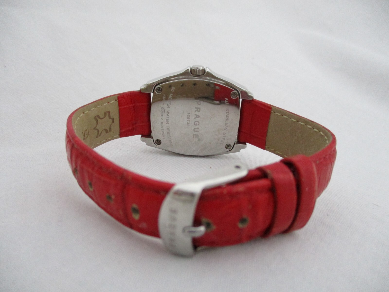 Prague Women’s Red Buckle Band Analog Watch Water Resistant