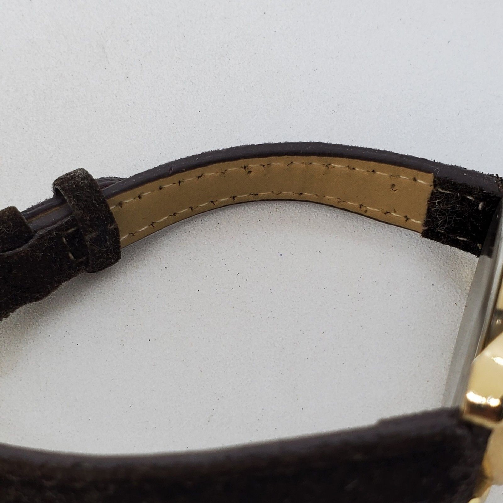Pavana 32MM Watch Women White Dial Black Suede Leather Bands New Battery