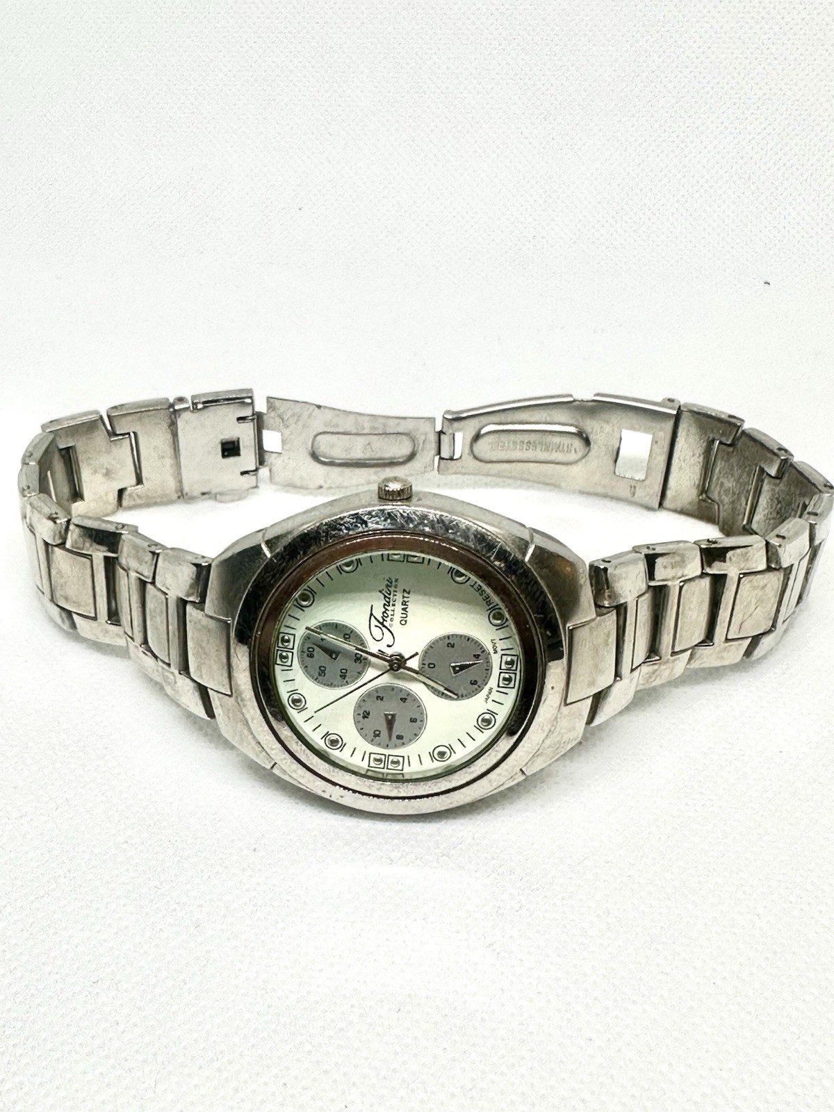 Fondini Collection Quartz Watch Silver Tone Bracelet Japan Movt 42mm Mens watch