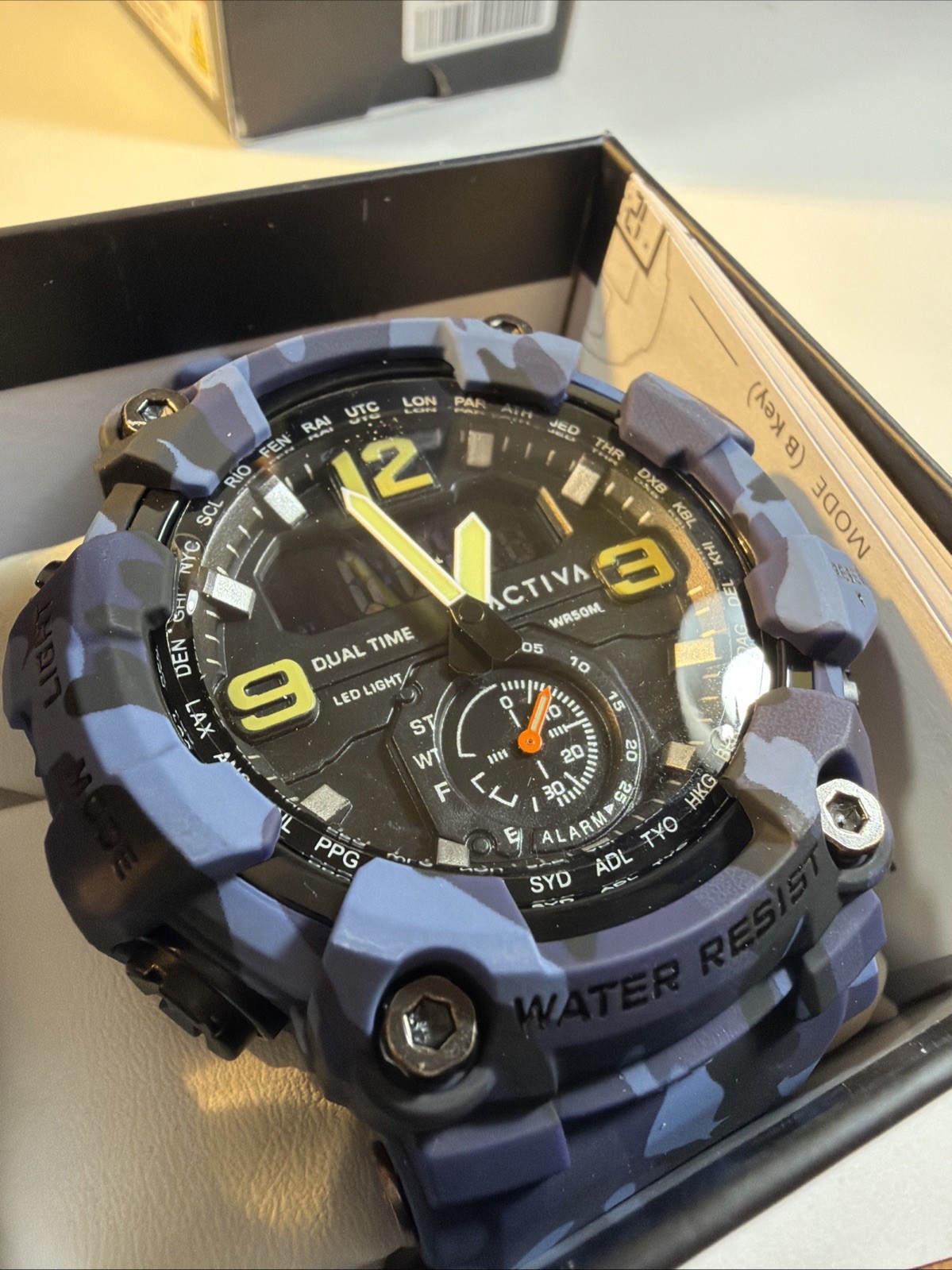 Activa x INVICTA Black Ops 56mm Men’s Watch Blue Camo Band ACW1637-003 NEW