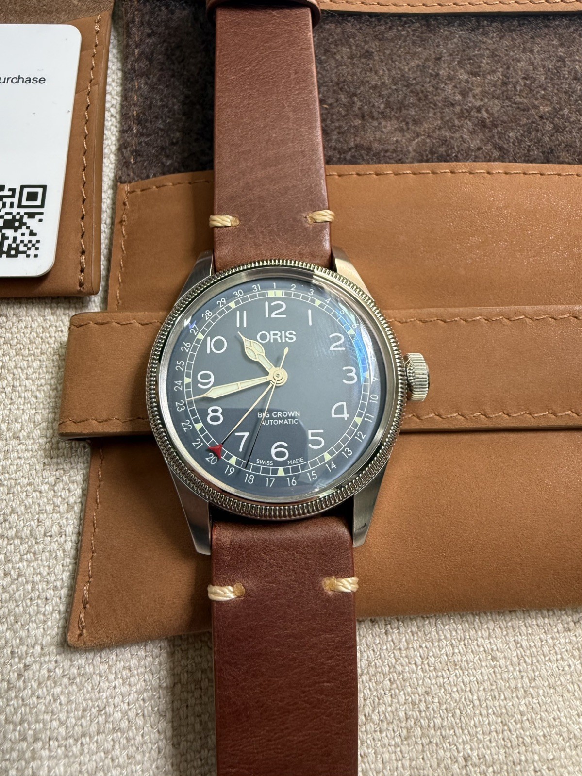 [w/Box, Paper] ORIS Big Crown Pointer Date 7741 Ink Blue Auto Leather Band Watch