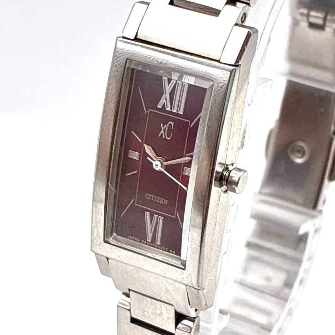 New battery CITIZEN Xc silver with red dial red square rectangular
